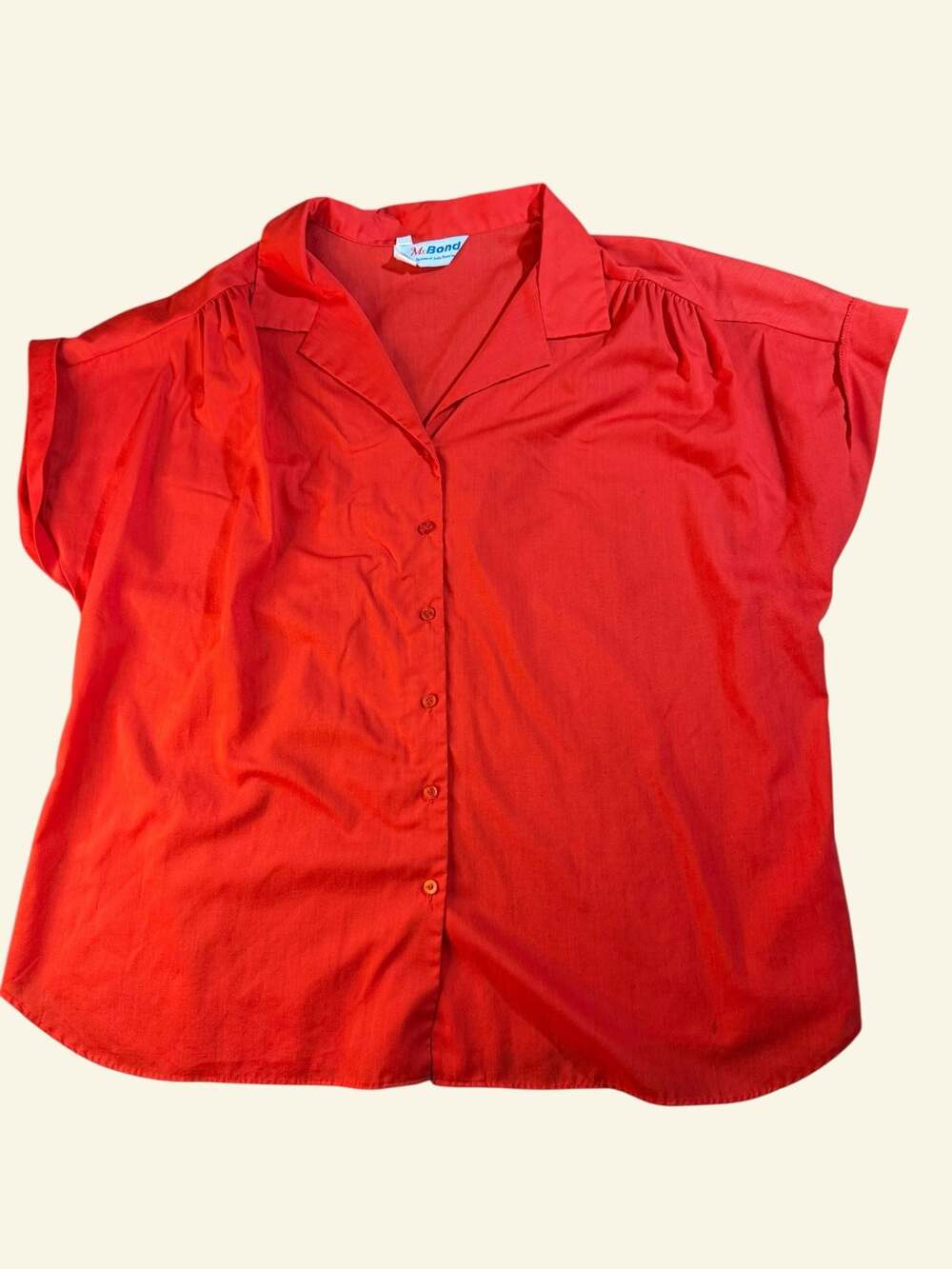 Vintage Ms. Bond Red Short Sleeve Button Up Blouse Size 48